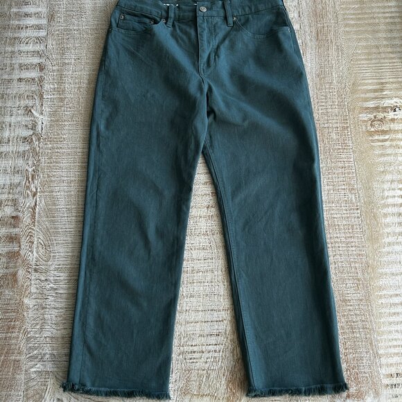 J. Crew Classic Straight Slate Green Teal Raw Hems Jeans size 29P - Picture 2 of 9